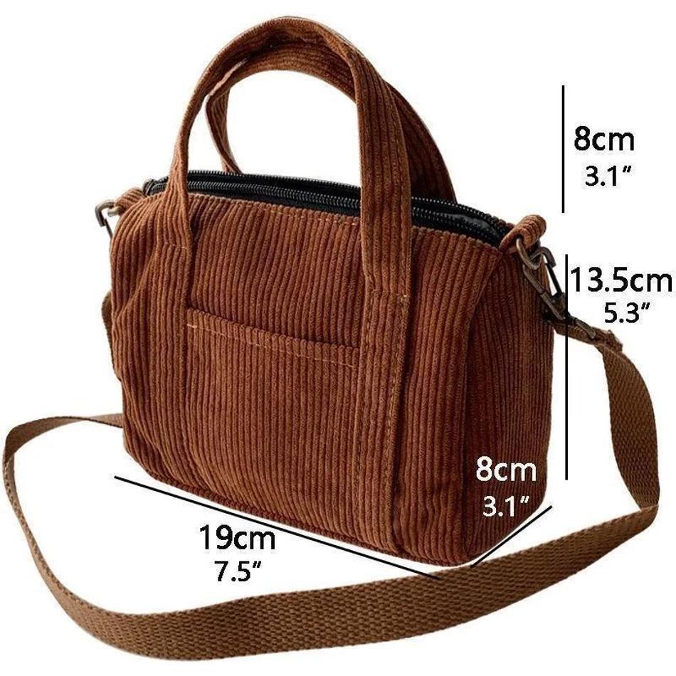 Women's Mini Crossbody Bag Corduroy Shoulder Bag Female Canvas Handbag Zipper Totes Ladies Casual Purse Cloth Pouch For Girl