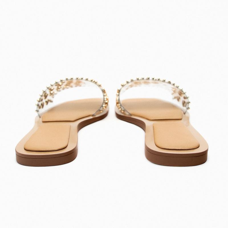 Повседневные тапочки, летняя женская обувь, шлепанцы, модные шлепанцы с заклепками, удобная пляжная обувь, женские сандалии на плоской подошве