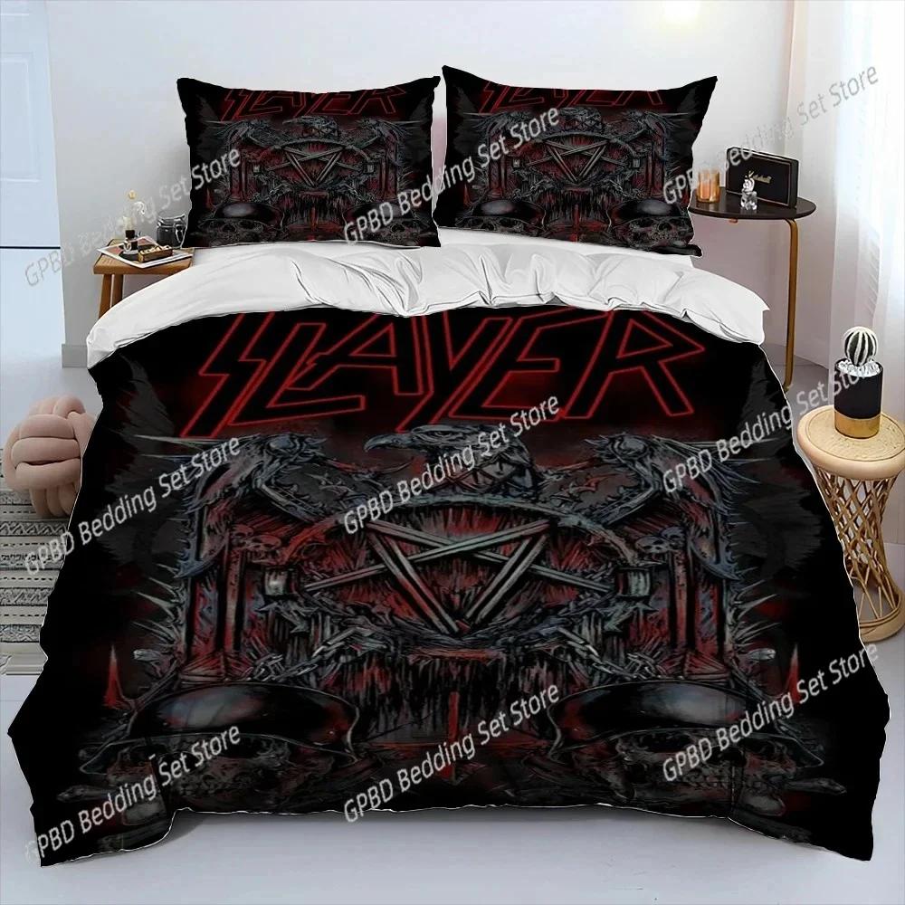 Одеяло 3D-печать Slayer Музыкальная группа Хэви-метал Комплект постельного белья Спальня Мягкий Современный S Удобное Стеганое одеяло