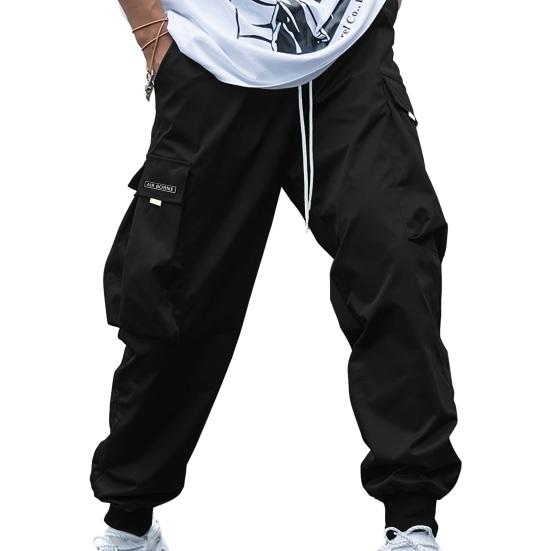 Мужские брюки-карго с несколькими карманами и эластичной резинкой на талии, свободные повязки на щиколотке, мягкие дышащие брюки с глубоким промежутком в стиле хип-хоп, уличная одежда, повседневные брюки