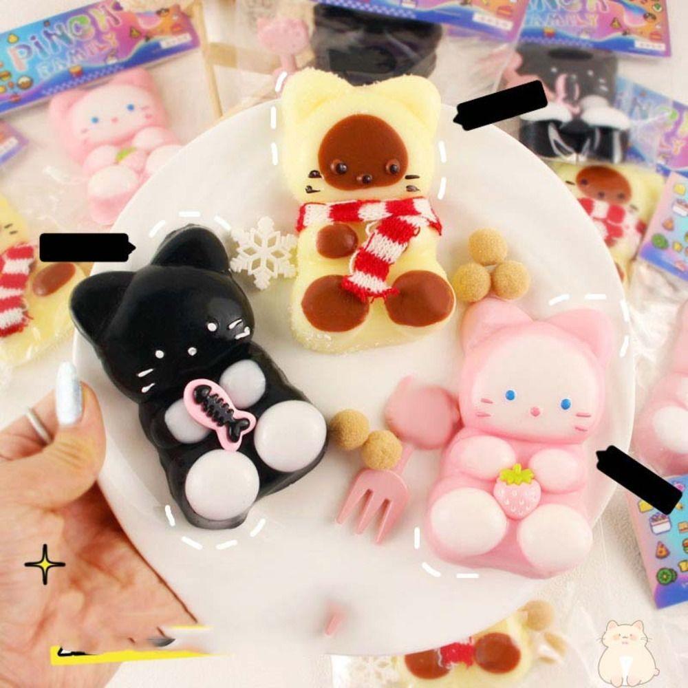 Plush Cartoon Fidget Toy TPR Pinch Decompression Toy Novelty Cat Squeeze Toy Funny Toys