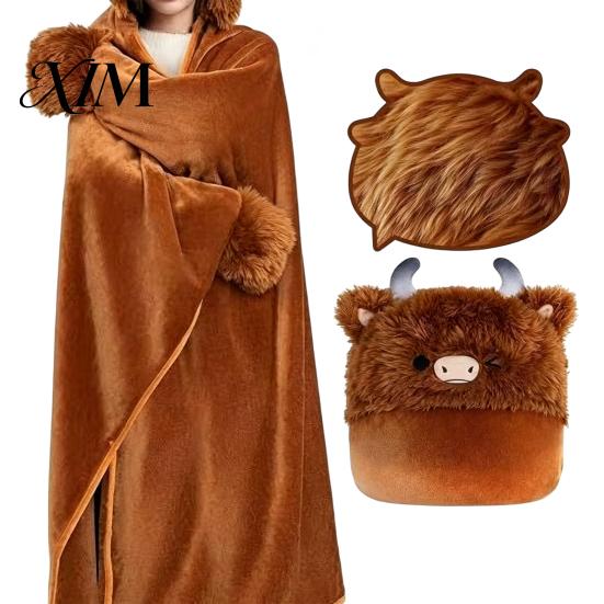 Animal Themed Blanket Wearable Hoodie, Adults Oversized Fleece Sweatshirt Halloween Costume Shawl Sleepwear, Cosplay Plush Hooded Cape Coral Hoodie