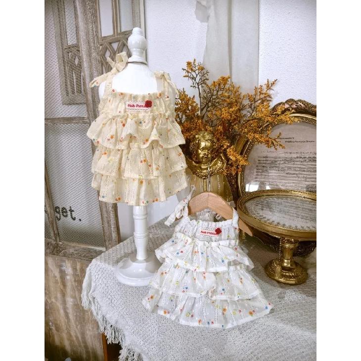 Fashion Small Pet Summer Outfit Floral Printed Tiered Ruffle Cake Dress Adjustable Sling Strap Party Wear Gorgeous Lovely Gentle