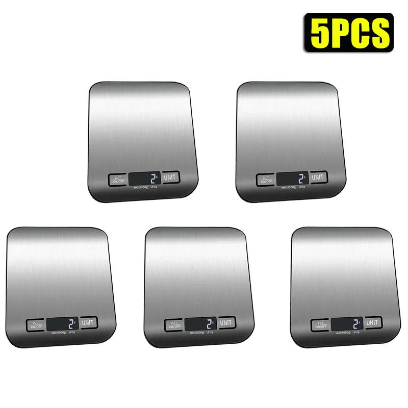 10 шт. перезаряжаемые кухонные весы ювелирные весы электронные весы из нержавеющей стали домашняя кухня электронные весы грамм 5 кг