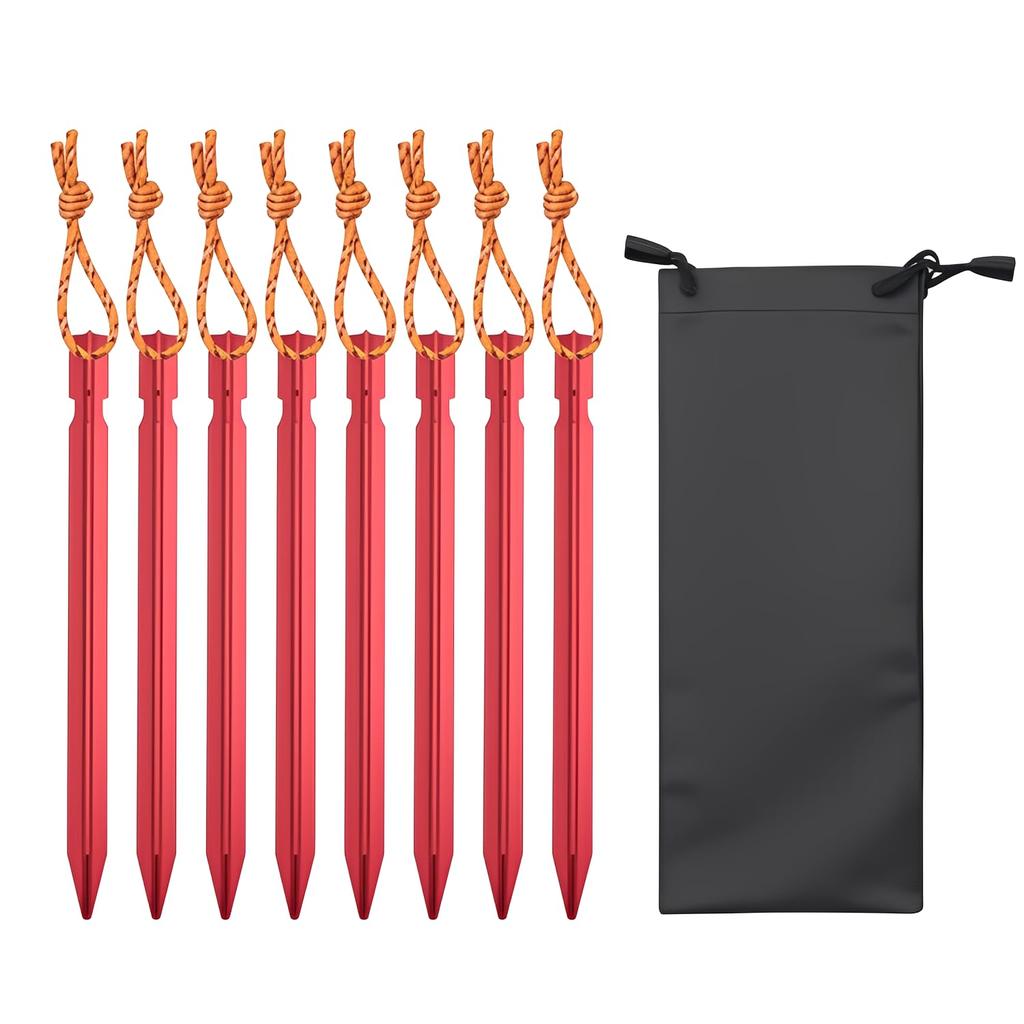 Tent pegs, forged pegs, aluminum, 18cm, set of 8, integrally