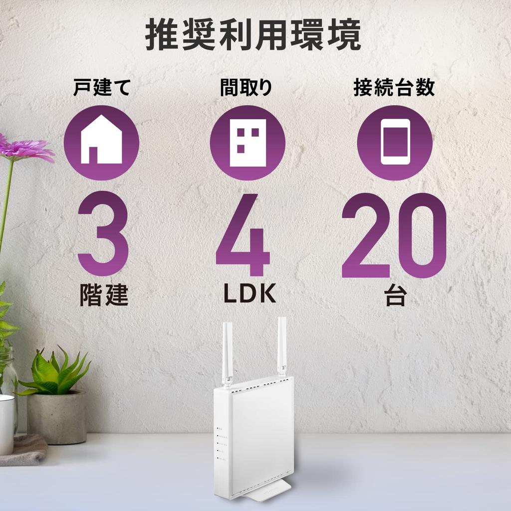 Data WiFi Router Wireless LAN 6 AX1800 IPv6 Compatible Adjustable Antenna Japanese Manufacturer Switch Manufacturer I-O Wi-Fi 1201+574Mbps