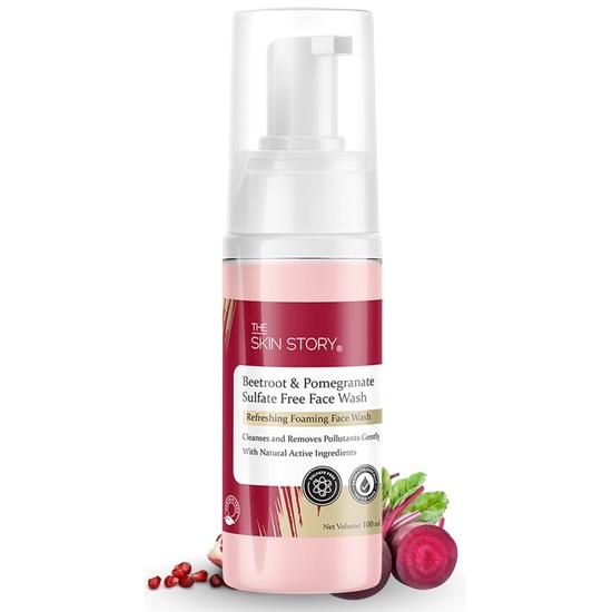 The Skin Story Beetroot & Pomegranate Face Wash | Sulfate-Free & Paraben-Free | Facial Cleanser | Foaming Facewash for Glowing Skin | All Skin | 100ml