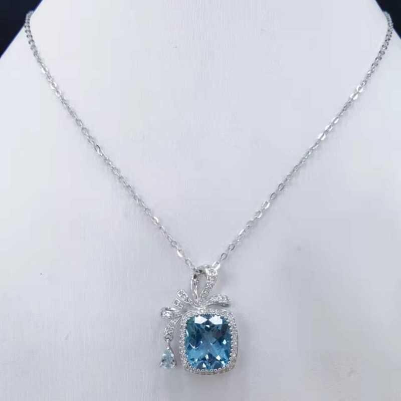 Sace Gems Ожерелье с подвеской из топаза из стерлингового серебра 925 пробы 10*12 мм для женщин