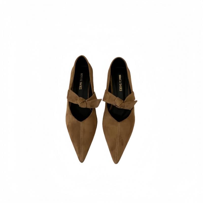 Французские туфли Мэри Джейн из замши на толстом каблуке с острым носком женские 2025 весна и осень новые вечерний бриз с юбкой низкий каблук одинарные туфли женские туфли