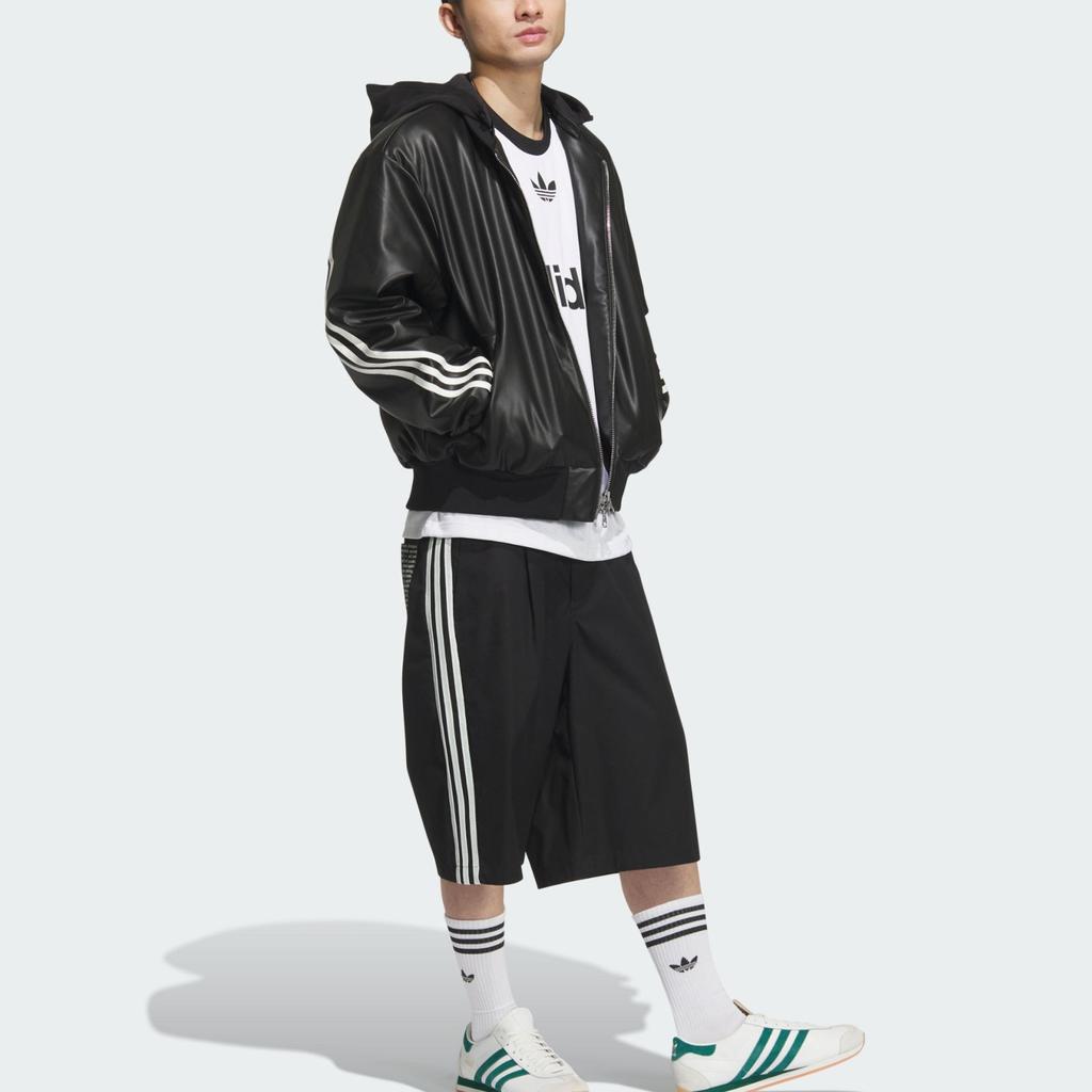 Adidas Оригинальная куртка FW24 PU серии Fashion Logo из искусственной кожи, спортивная куртка для мужчин, черные куртки JL7556