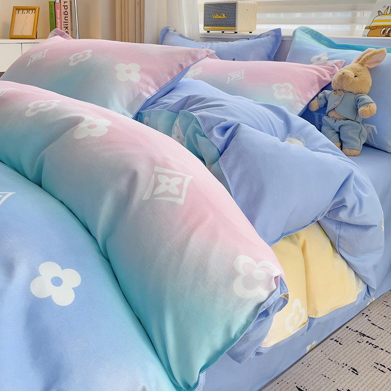 Thickened Skin-friendly Cotton Sheets Four-piece Quilt Cover Twill Sheets Cartoon Dormitory Three-piece Set