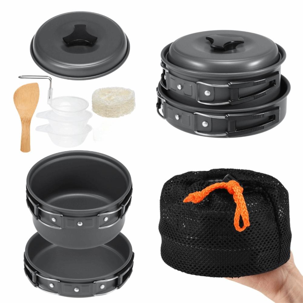 Lightweight Camping Cookware Set Stackable Outdoor Cooking Equipment Portable Cookware Kit  Camping