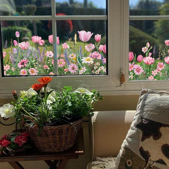 Yousheng 3 Pcs Flower Wall Decals Watercolor Wildflower Grass Butterflies Wall Stickers Peel And Stick Wall Art Decor for Girls Bedroom Living Room