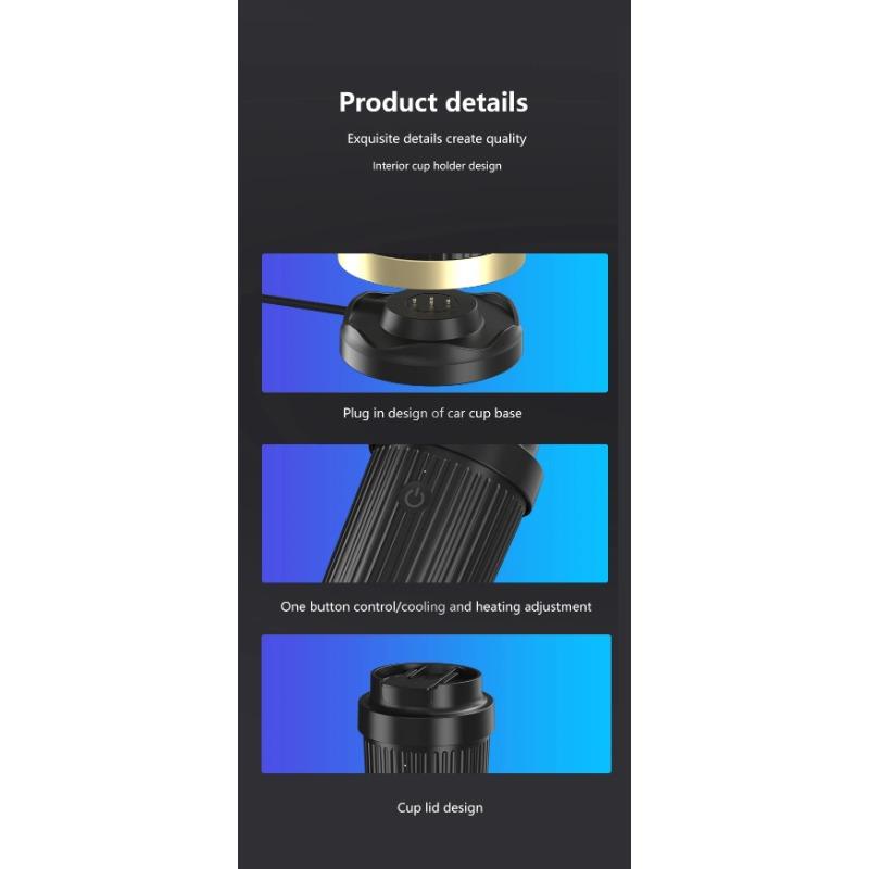 Контроль температуры, 12 В, интеллектуальная чашка для охлаждения и нагрева, нагрев из нержавеющей стали, умная чашка для путешествий