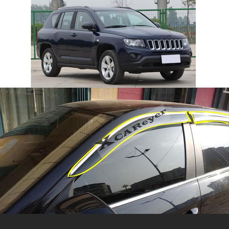 For Jeep Compass 2009 2010 2011 2012 2013 2014 2015 2016 Car Sticker Plastic Window Glass Wind Visor Rain/Sun Guard Vent Parts