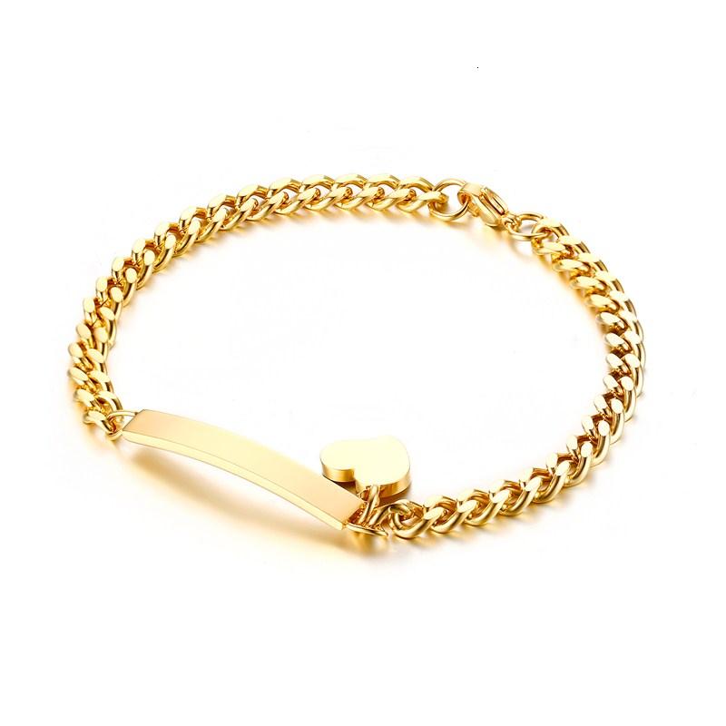 Personalized Engrave ID Name Bracelet For Women Customized Stainless Steel Chain Link Silver Bracelet Heart Bangle Jewelry 8mm