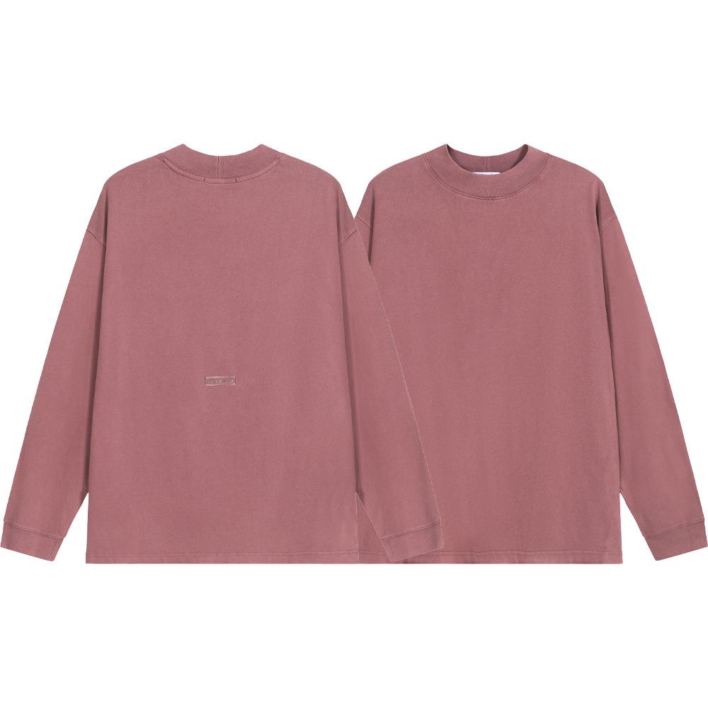 Футболка свободного кроя с длинным рукавом и круглым вырезом в стиле ретро унисекс с потертостями и однотонным принтом