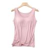 Женская майка с подкладкой на груди и широкими бретелями, универсальная верхняя одежда, нижнее белье, открывающее ключицы, без рукавов для лета