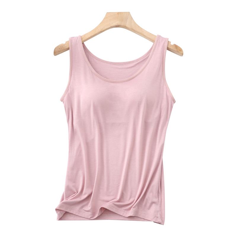 Женская майка с подкладкой на груди и широкими бретелями, универсальная верхняя одежда, нижнее белье, открывающее ключицы, без рукавов для лета