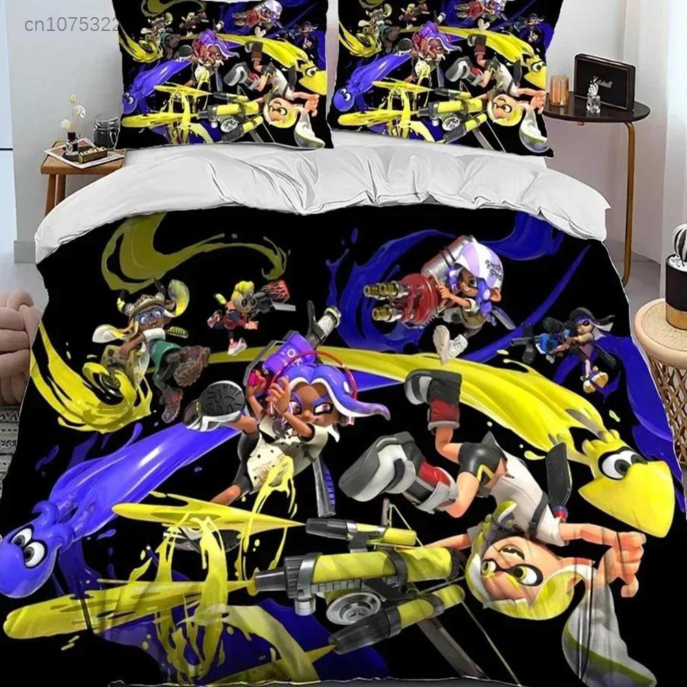 3D Печать S-Splatoon Мультяшный Комплект Постельного Белья Печатный Комплект С Наволочкой Покрывало на Одеяло Мягкое Размер Queen King Постельное Белье Дом