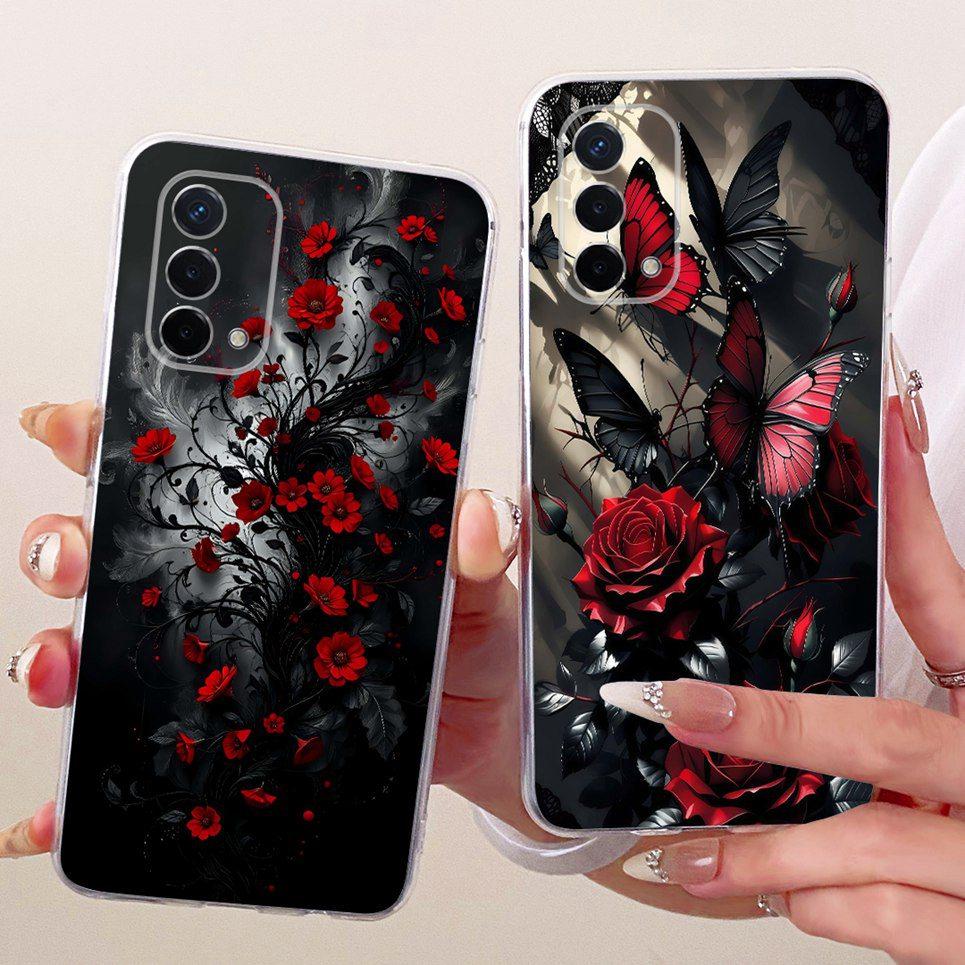 For Oppo A74 4G 5G CHP2219 CHP2263 Oppo A95 G4 CPH2365 Case Bow Pattern Colorful Butterfly Flower Soft Clear Silicone Casing