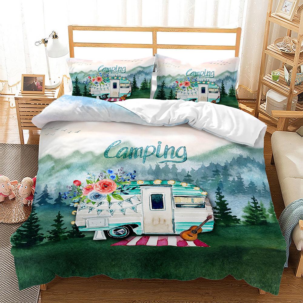 Bed Three-Piece Sports Basketball Football Camping Trip 3D Digital Printing Kit