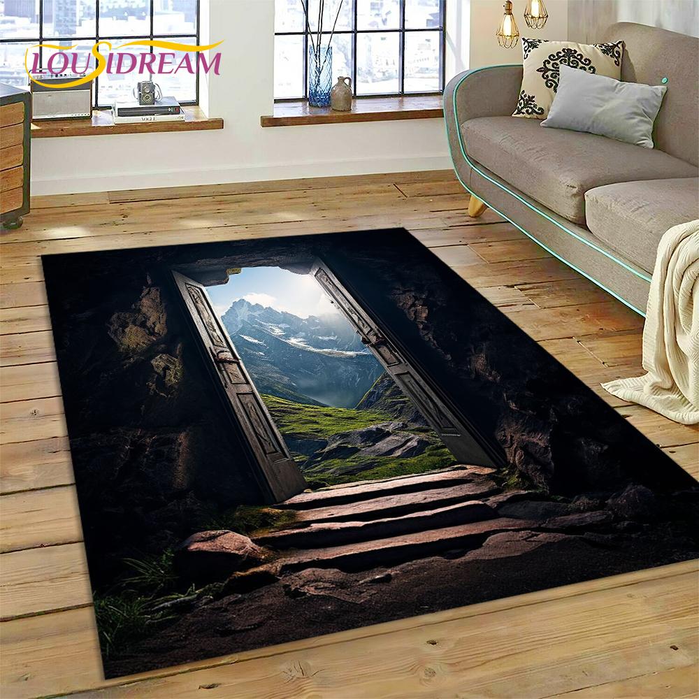3D Ковер-иллюзия Ворота Храма Бога для Гостиной, Спальни, Дома, Декор Дивана, Ковер для Игровой Зоны Детей, Нескользящий Коврик
