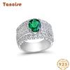 Tancise Jewelry 925 Silver Ring 7 * 9 Egg Shaped Full Set Zircon Luxury Premium Women's Ring