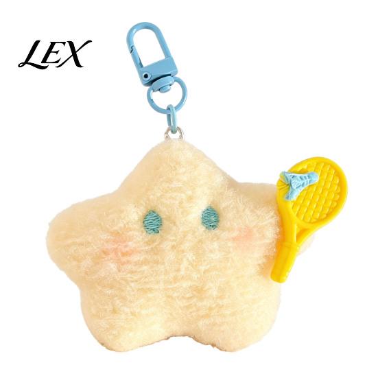 Kawaii Star Moon Plush Pendants Pendant, Cute Keychain Charm Decorative Keyring Accessories for Handbags with Lobster Clasp, Soft Stuffed Pendant
