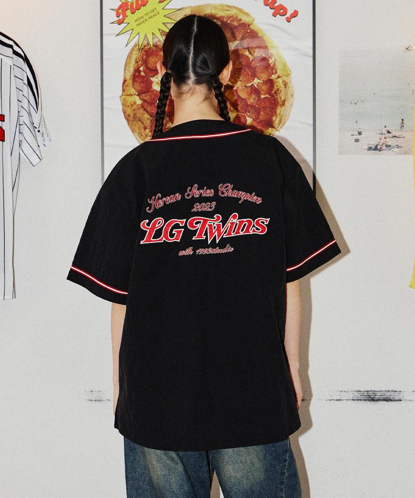 1993STUDIO [Lg Twins] Аппликация Бейсбольная форма Рубашка_Черная