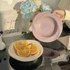 8-inch flower plate, milk white & taro purple
