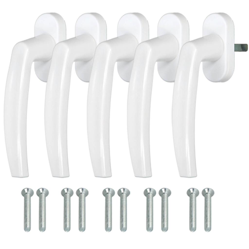 Window Handle for Balcony Doors, White, Spindle 35 mm, Set of 5
