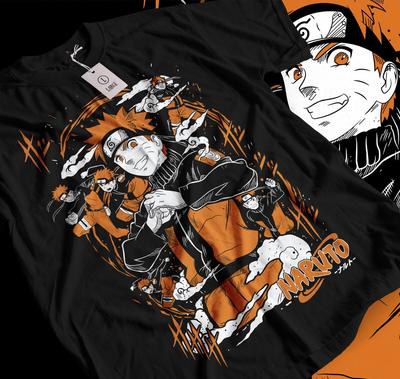 Футболка Наруто Узумаки naruto Аниме японское лучший подарок манга черная футболка 022