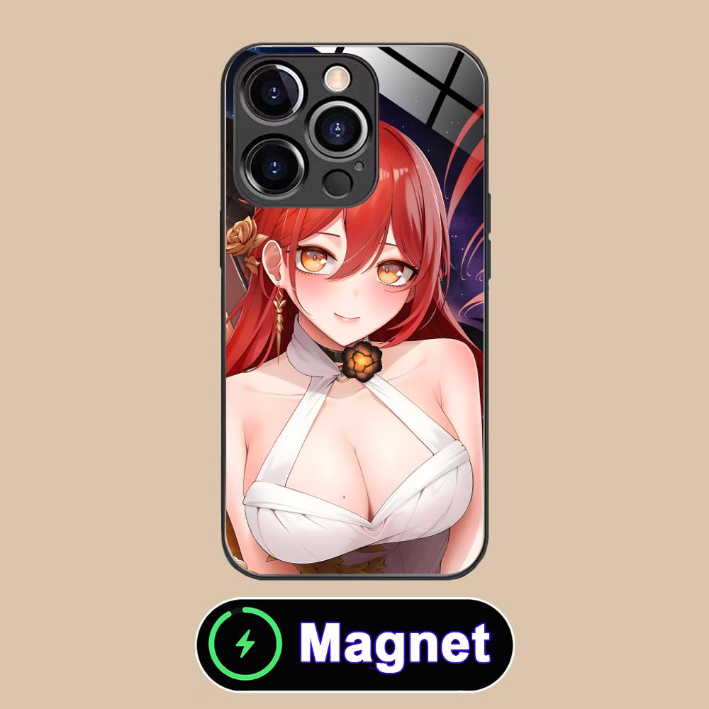 HSR Himeko Стеклянный чехол MagSafe для мобильного телефона iPhone 17 16 15 14 13 12 11 Air Pro Max Plus Mini Цветная крышка