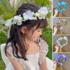 Women Flower Hairband Lace Up Adjustable Anti-slip Princess Style Fairy Girls Flower Children Wreath Photo Prop Bridal Wedding Headband Flower