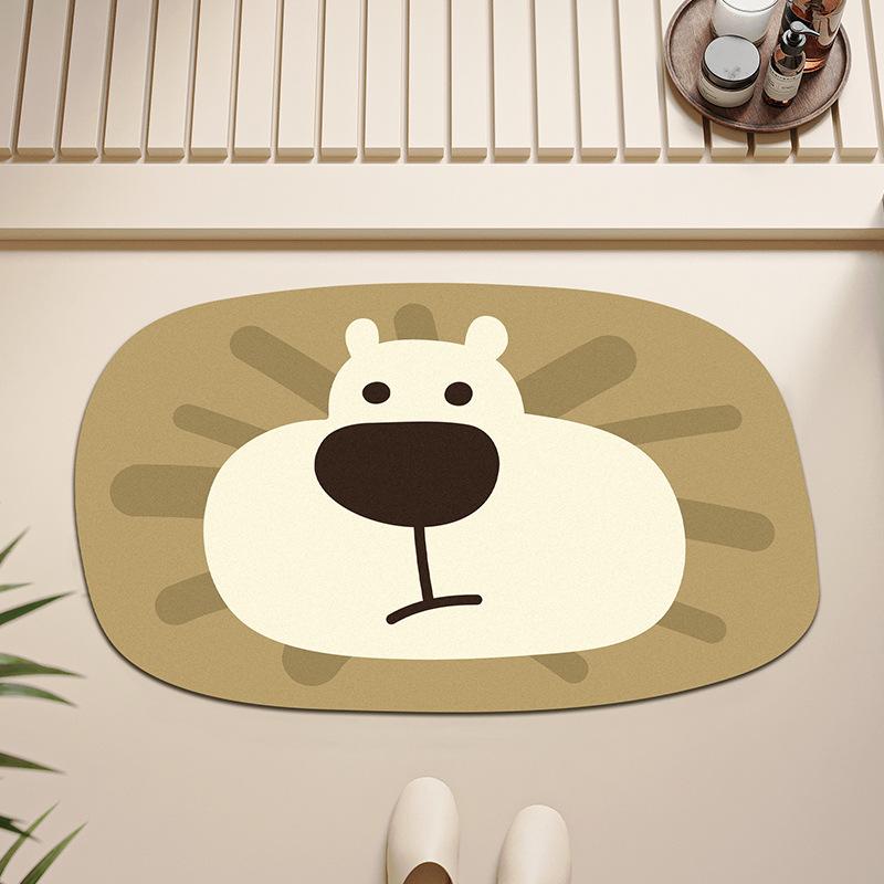 Cartoon Bathroom Non-Slip Floor Mat, Anti-Drop Diatom Mud Floor Mat, Quick-Drying Toilet Door Foot Pad, Diatom Mud