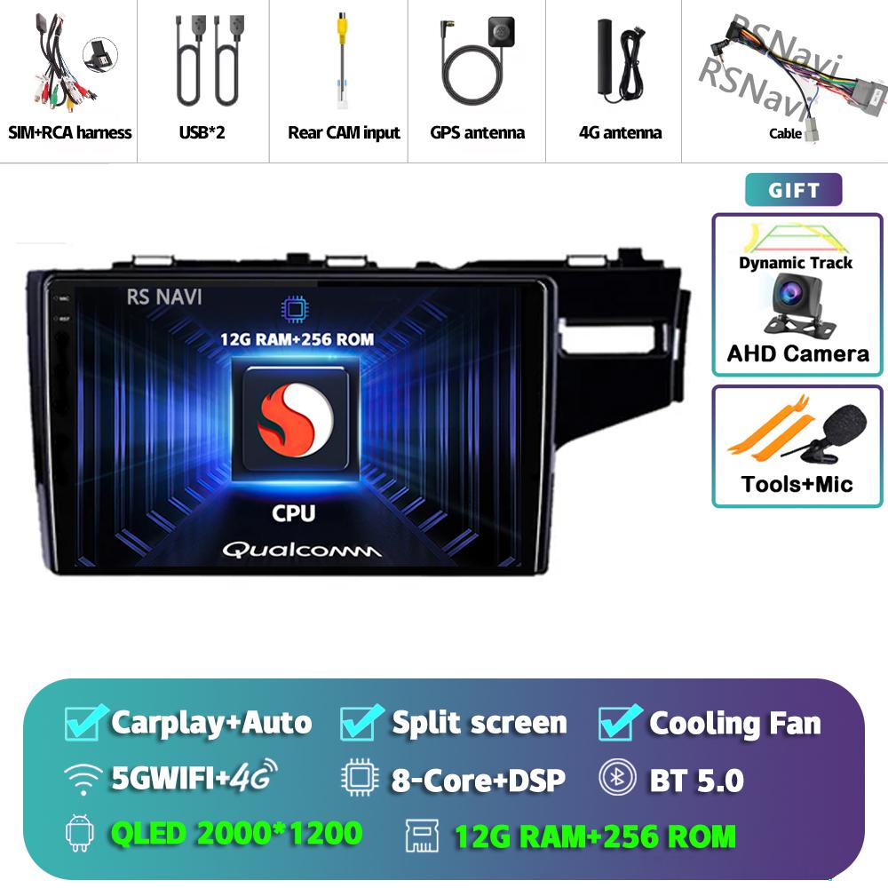 Android 14 Carplay Auto для Honda Jazz Fit 2014 - 2015 Автомобильный радиоплеер Мультимедиа стерео 360 Камера Навигация Видео AI Voice