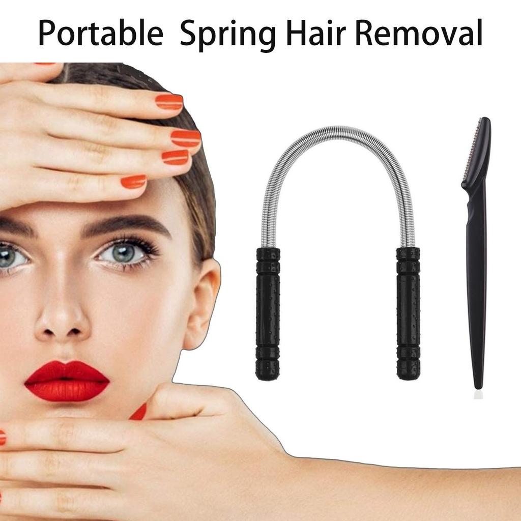 Facial Hair Remover Spring,Threading Hair Removal Removes Hair ,Epilator Stick and Eyebrow Shaping Razor,Cleaning Epilator Stick Beauty Tool