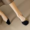 2024 Новые модные женские туфли на высоком каблуке с квадратной головкой, весна-осень, низкий каблук, неглубокий носок, одинарные женские туфли