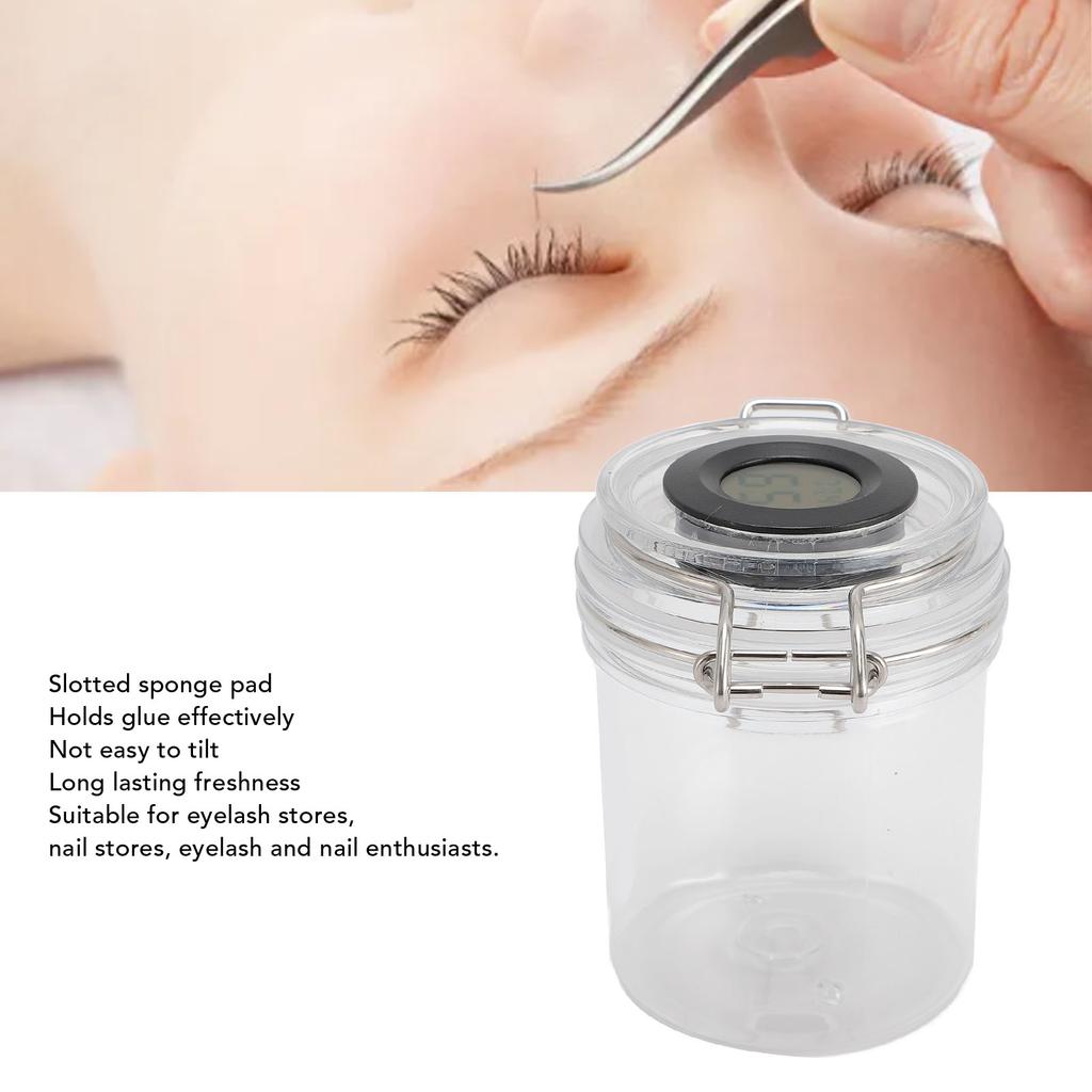 Резервуар для хранения клея для ресниц 250 мл, банка для хранения клея для ресниц, контейнер для клея для ресниц с дисплеем температуры и влажности для клея для наращивания ресниц
