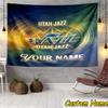 Custom Name Jazz Basketball Team Tapestry Room Decoration Wall Hanging for Living Room Bedroom, dormitory, Birthday and Christmas gifts