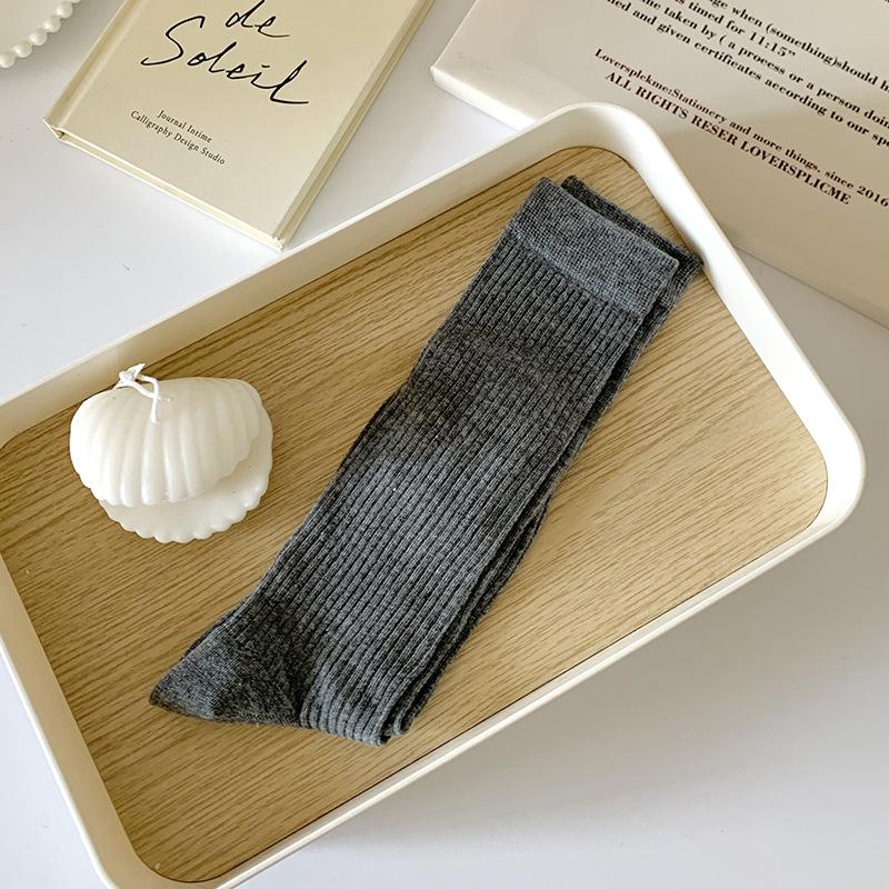 Женские цветные свободные носки без катышков, вязаные резинкой, тонкие, весна-лето, женские носки, высокие, уличные, мягкие носки