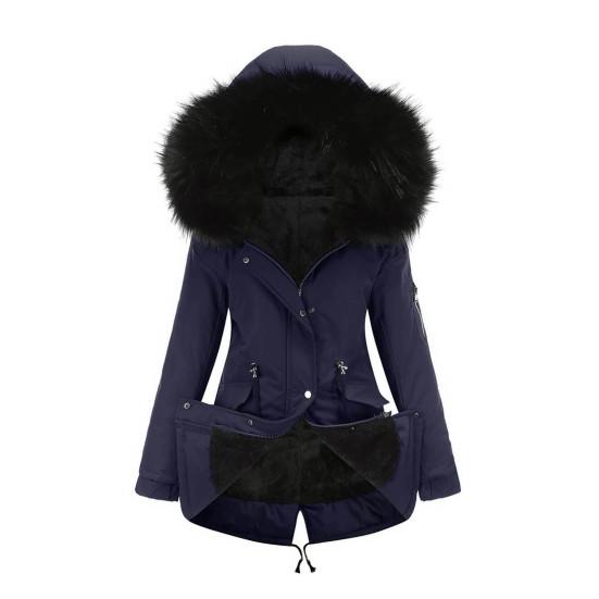 Куртка пальто с разрезом сзади холодостойкая теплая флисовая подкладка с капюшоном зимняя длинная куртка для кемпинга