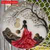 2d Flat 20*20cm, Round Wooden Wall Sign, Anime Girl, Japanese Geisha Decorative, Wooden Wall Decorative, for Party, Wedding Decor.