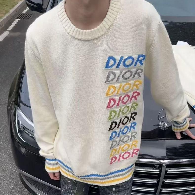 Роскошный вязаный свитер с радужным логотипом, Осень/Зима 2025, Унисекс, Свободный, Повседневный, С круглым вырезом