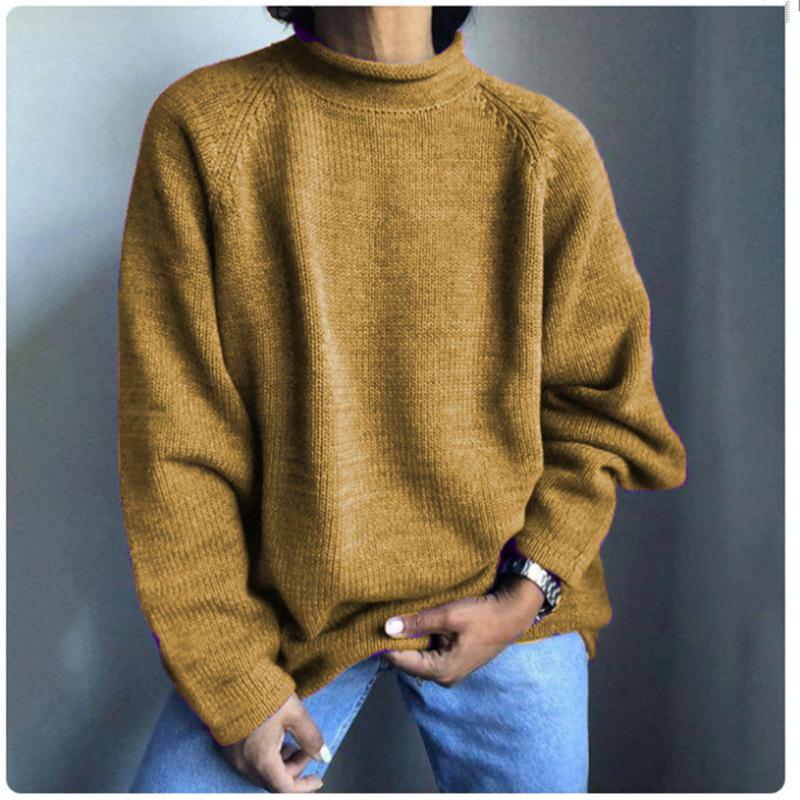 Весенний однотонный пуловер свободного кроя, повседневный вязаный свитер для женщин, роскошный топ с расслабленной посадкой, стройнящий и универсальный