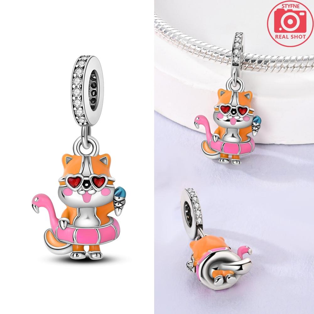 Charms Copper Corgi Swimming Ring Vacation Pendants Fit Charms Plata Original Bracelet Women Jewellery Making Fine Gifts
