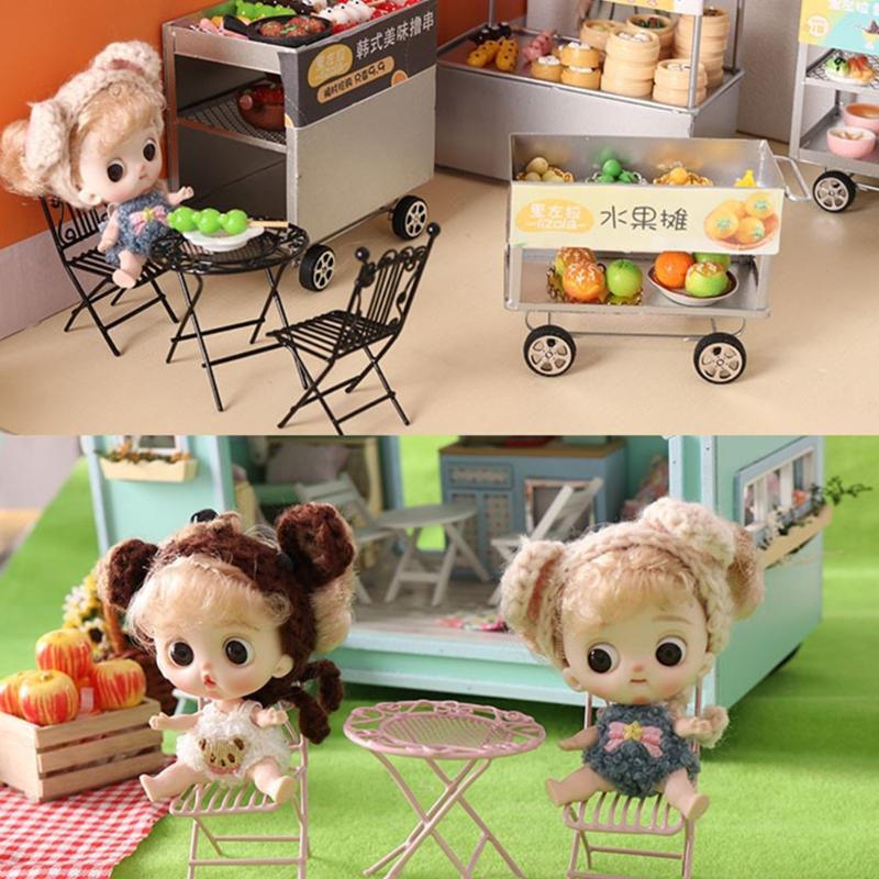 Набор миниатюрной мебели из кованого железа ручной работы: журнальный столик и стулья для кукольных домиков 1/12, модель, реквизит для отображения садовой сцены