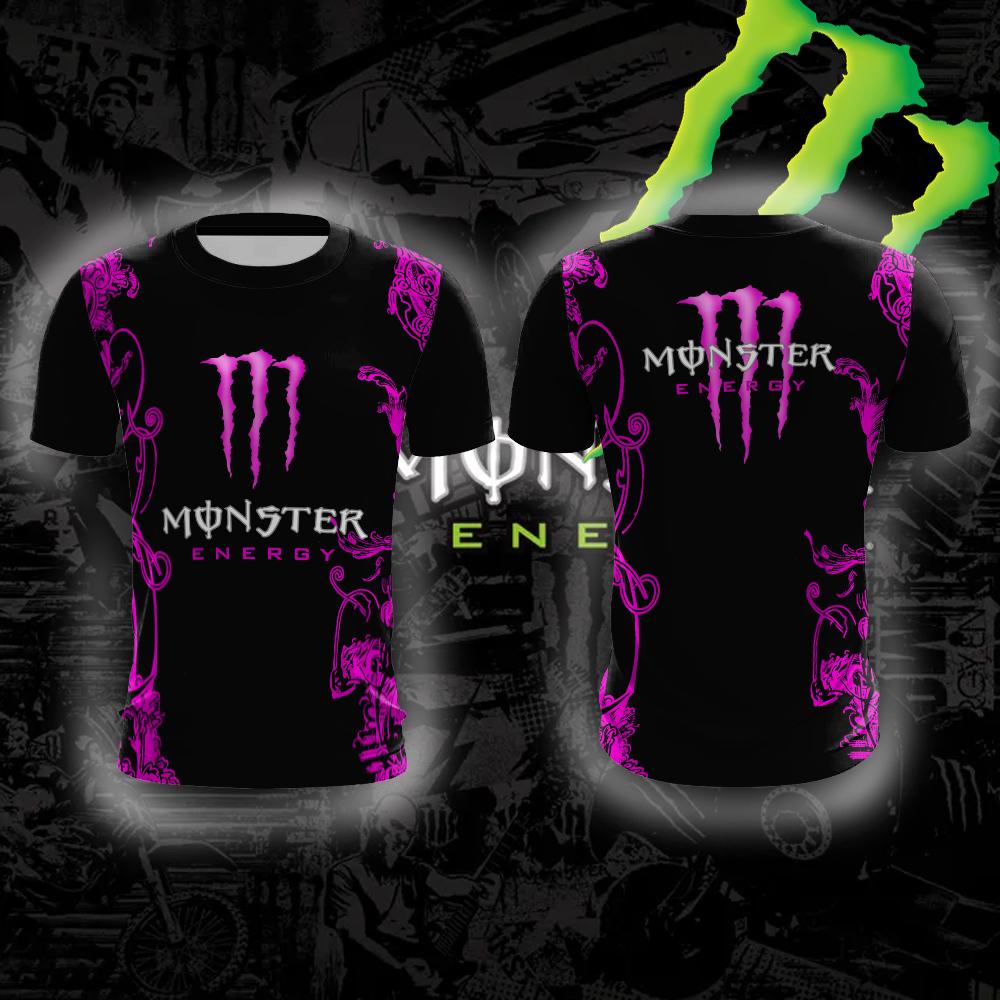 Monster Energy Тэнгман Узор Крутая Модная Удобная Дышащая Быстросохнущая Уличная Жизненная Сила Мужская Спортивная Футболка с Круглым Вырезом