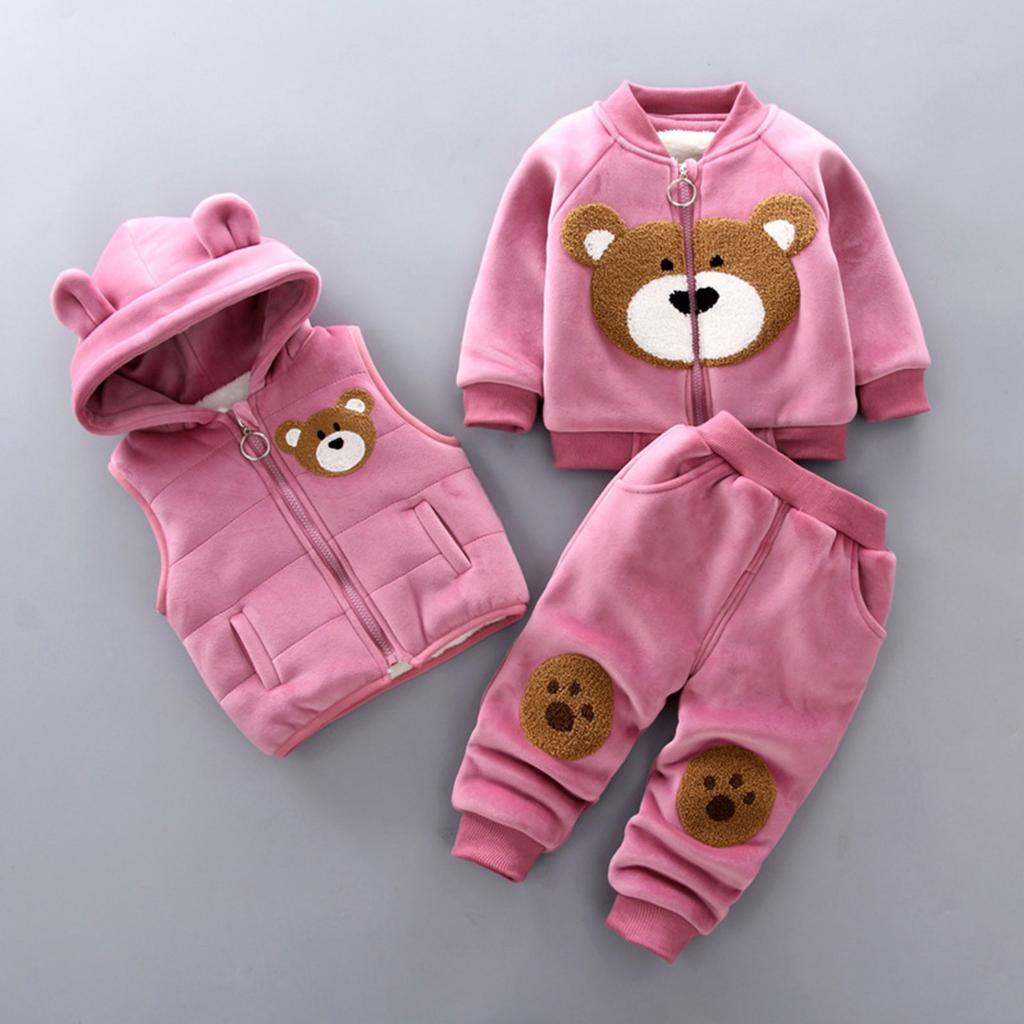 Boys And Girls' Autumn And Winter Three Piece Set, 1-4 Year Old Baby Plush Winter